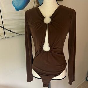 Brown Long Sleeve Bodysuit